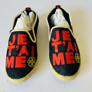 Tory Burch Je T’aime Espadrille Flats Women’s US Size 5 Blue Red